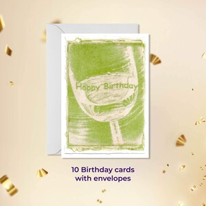 Carte d'anniversaire pour les amateurs de vin. Lot de 10 cartes imprimées Anthotype + enveloppes. Expédition aux États-Unis et au Canada