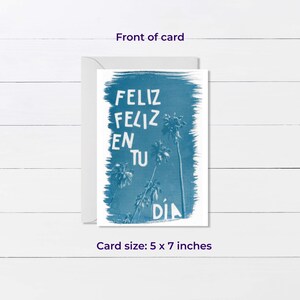 Tropical Birthday Card. Pack of 10 cards made from a cyanotype image 2