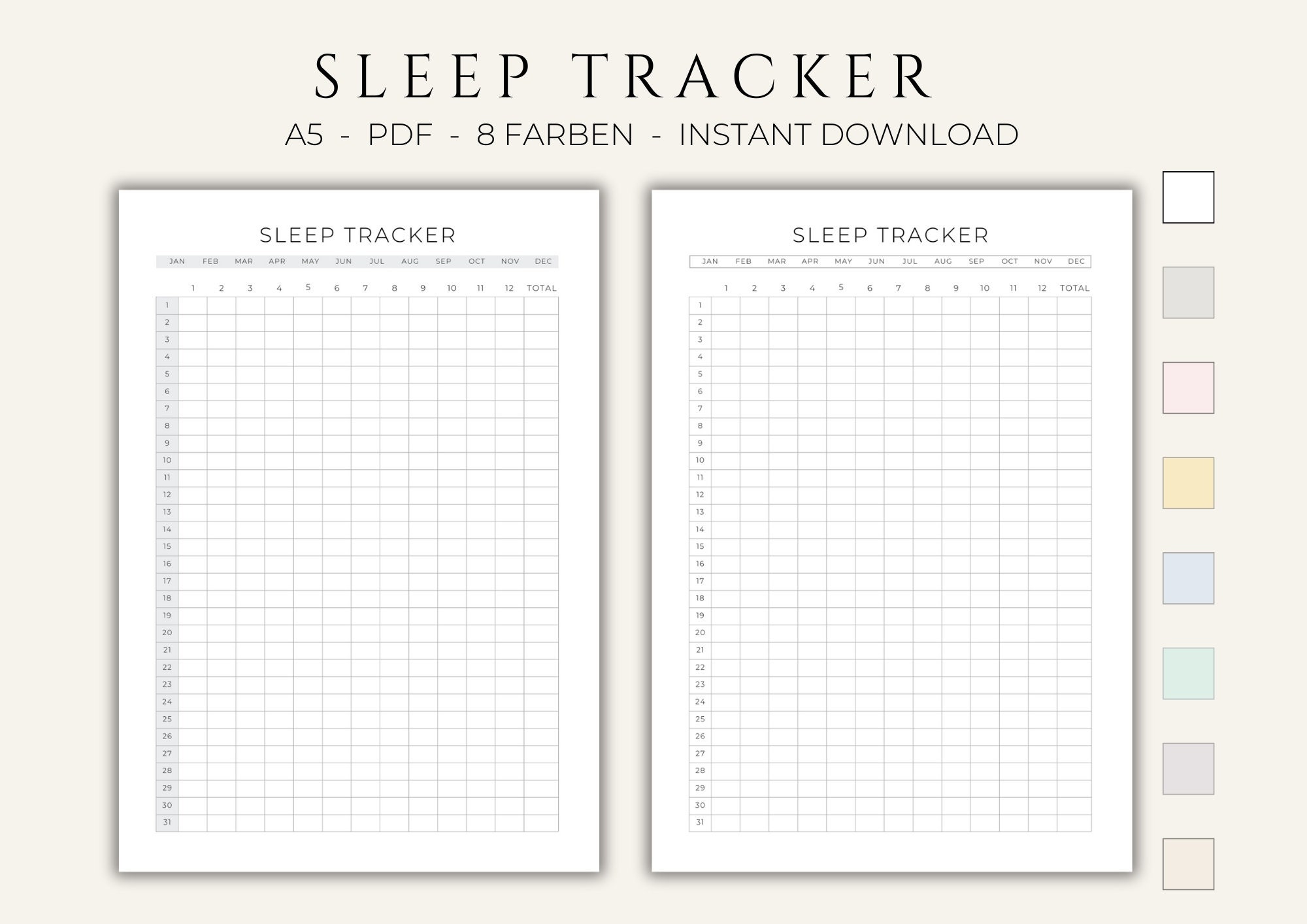 Sleep Tracker A5 Printable | A5 Printable Planner Inserts | Sleep ...