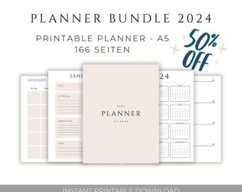 SALE Annual planner 1W2S for A5 ring binder calendar / A5 annual insert with universal calendar / ring binder calendar inserts A5 Download