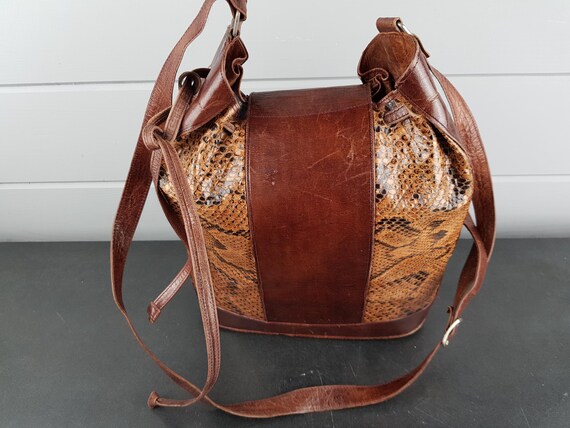 Vintage Python Snakeskin Leather Shoulder Bag – G… - image 14