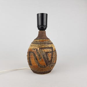 Vintage KROSSELBACH Studio-Tischlampe, braune Keramik, Westdeutschland, 1960er Jahre, brutalistische Lampe