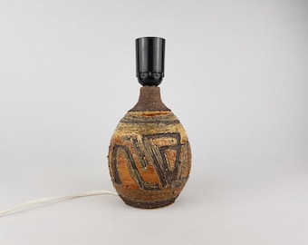 Vintage KROSSELBACH Studio Pottery Table Lamp Brown Ceramic West Germany 1960s Brutalist Lamp