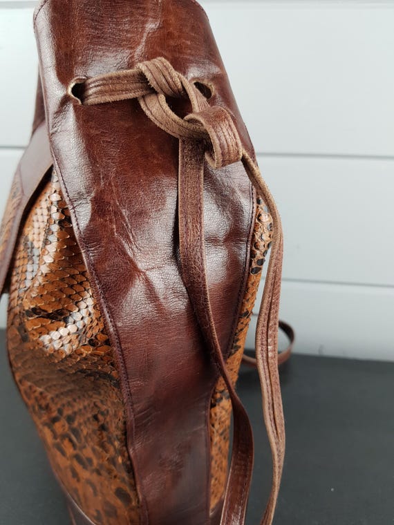 Vintage Python Snakeskin Leather Shoulder Bag – G… - image 9