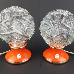 Set of 2 Vintage GRAEWE Orange Table or Bedside Lamps 4514 with E14 Fitting 1970s