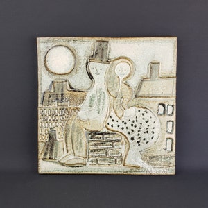 Vintage SOHOLM STENTOJ Bornholm Denmark Wall Plate Plaque by Noomi Backhausen 1960s