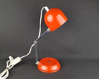 Vintage Orange Metal Desk Lamp Adjustable Table Lamp 1970s Mid Century Modern