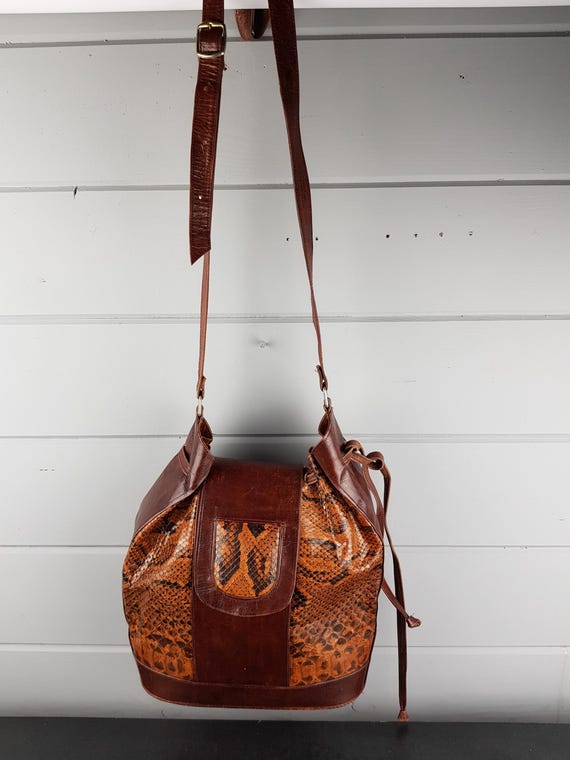 Vintage Python Snakeskin Leather Shoulder Bag – G… - image 2