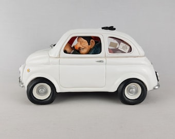 Vintage Guillermo FORCHINO  "Little Jewel" Fiat 500 Polyresin Sculpture Limited Edition Comic Art Collectible no.00829