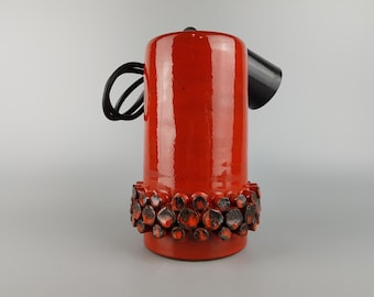 Vintage CERAMANO Ceralux Decor Red Pendant Lamp West German Pottery 1960's 1970s Design by Gerda Heukeroth 1969
