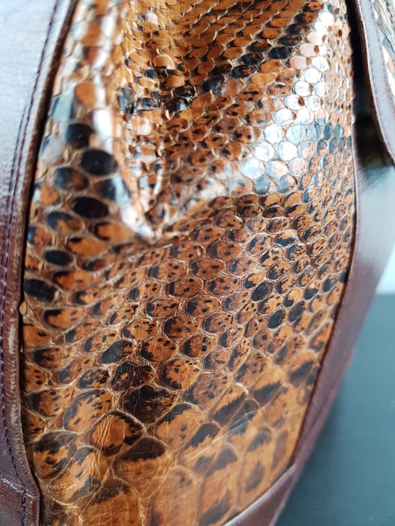 Vintage Python Snakeskin Leather Shoulder Bag – G… - image 6