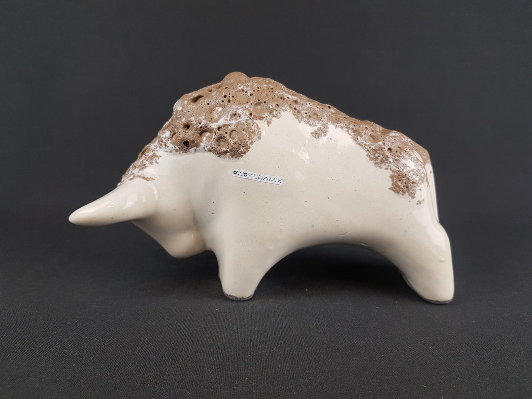 Retro OTTO KERAMIK White and Black Fat Lava Crater Glaze
