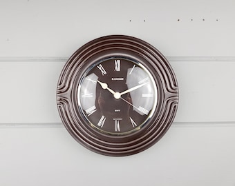 Vintage JUNGHANS Gray Brown Ceramic Kitchen Clock West German Pottery 1970s