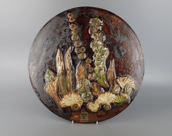 Rare Vintage Red RUSCHA KERAMIK Fat Lava Wall Plate With Horses