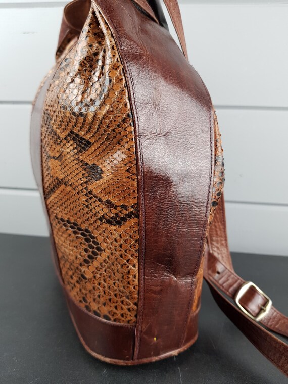 Vintage Python Snakeskin Leather Shoulder Bag – G… - image 12