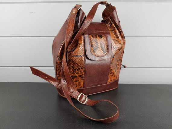 Vintage Python Snakeskin Leather Shoulder Bag – G… - image 3