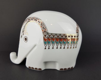 Vintage HOECHST PORCELAIN  Elephant Money Box/Piggy Bank by Bernd Diefenbach West Germany 1970's
