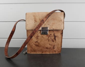Vintage GOLD PFEIL Leather Messenger Bag – Brown Crossbody Shoulder Bag – Classic German Leather Satchel