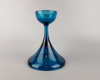 Vintage WMF IKORA Turquoise Glass Candle Holder by Cari Zalloni West Germany 1960s