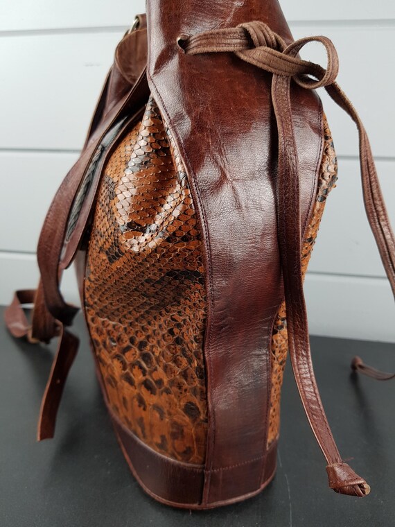 Vintage Python Snakeskin Leather Shoulder Bag – G… - image 13