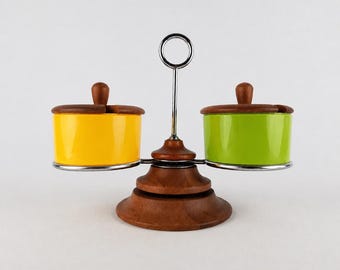 Vintage LÜTHJE WOOD DENMARK Teak Wood and Plastic Herbs or Spices Tray 1970s Denmark