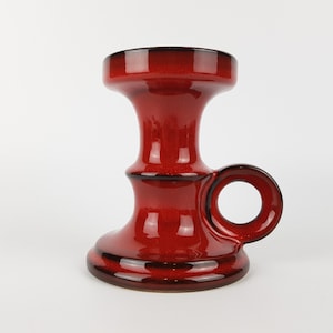 Vintage PAN KERAMIK Red and Black Candle Holder 1970s West German Pottery 1970&#39;s