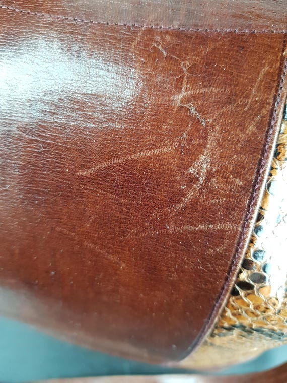 Vintage Python Snakeskin Leather Shoulder Bag – G… - image 15