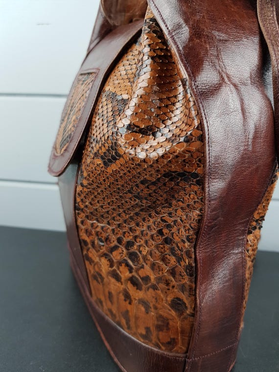 Vintage Python Snakeskin Leather Shoulder Bag – G… - image 8