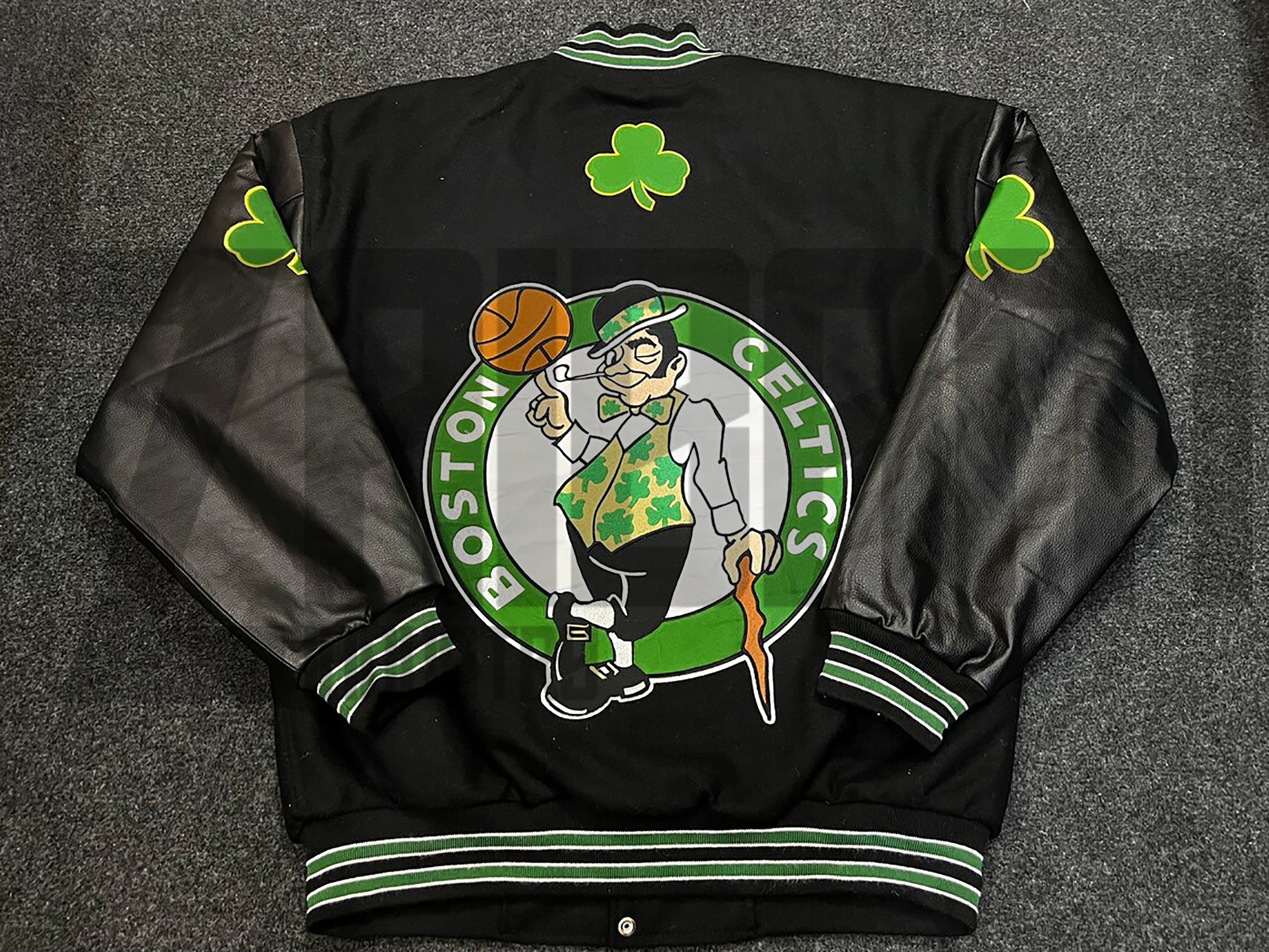 NBA Boston Celtics Black Yellow Leather Bomber Jacket Gift For You - Banantees