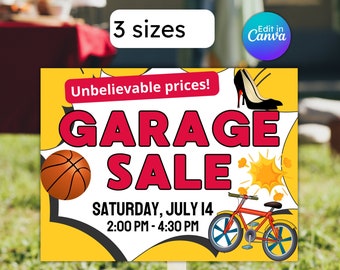 neighborhood garage sale sign community event school fundraiser funny garage sale church rummage sale editable printable instant download