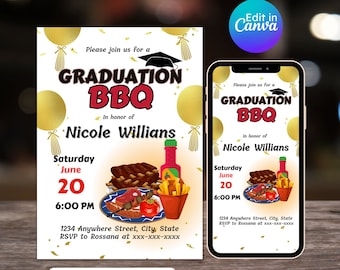 Editable graduation bbq invite highschool graduation online graduation invite bbq graduation party graduation bbq flyer instant download