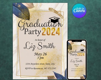 Graduation Party Invitation: Elegant Printable Announcement (Digital Download) university
