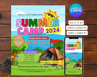 Editable Kids Summer Camp Flyer: Community Event Printable (Digital Download)