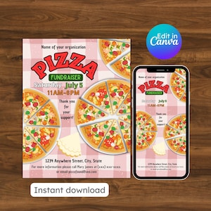 Pizza fundraiser flyer fundraising plant template benefit fundraiser fundraising event pro fundraiser editable printable instant download