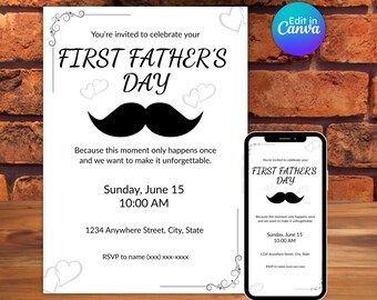 First Father's Day Invitation Template: New Dad Card (Digital Download)