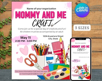 Mommy and Me Craft Flyer: Mother's Day Event, Editable Printable (Instant Download)