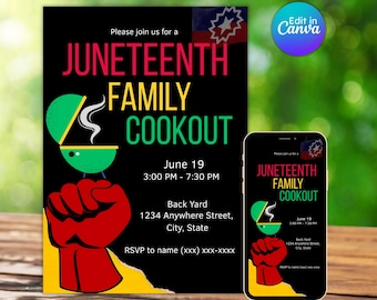 Juneteenth Family Cookout Invitation: Backyard BBQ (Printable, Editable)