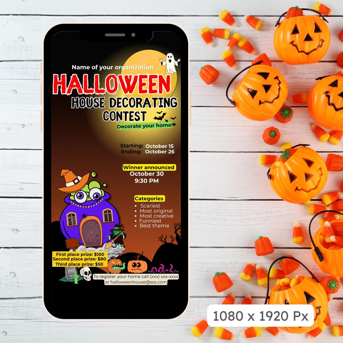 Halloween House Decorating Contest Flyer, Spooky Season, Haunted House ...