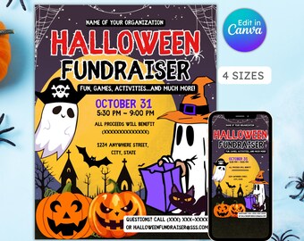 Halloween fundraiser flyer, trunk or treat, community event, halloween party, school pto pta, editable, printable, instant download