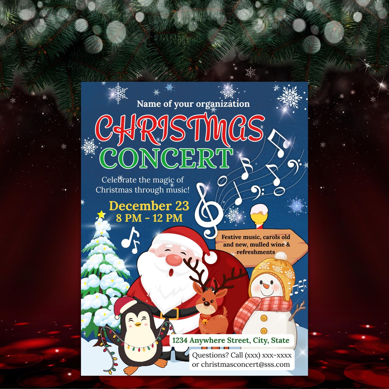 Christmas Concert Flyer, Recital Invitation, Church School Event ...