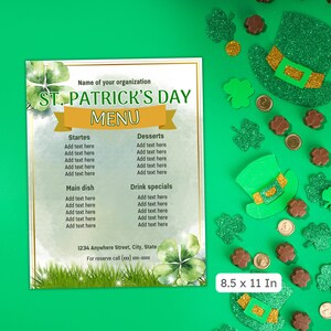 St. Patrick's Day Menu Flyer, Cocktail Party, Menu Template, Invite ...