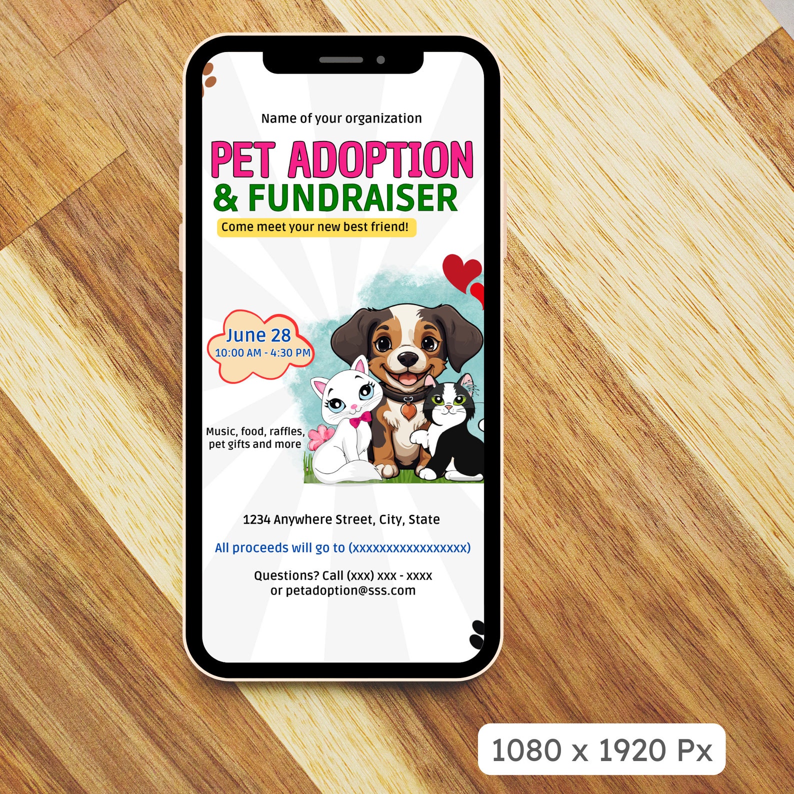 Pet Adoption Fundraiser Flyer: Editable Animal Rescue Event Invite ...