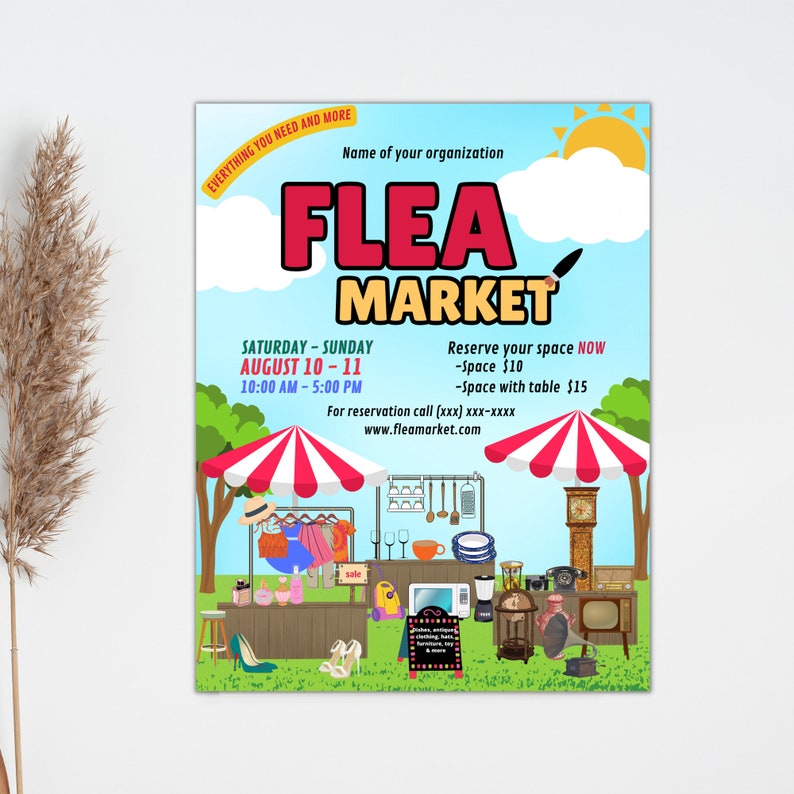 Flea Market Flyer Community Event Printable Editable Event Flyer