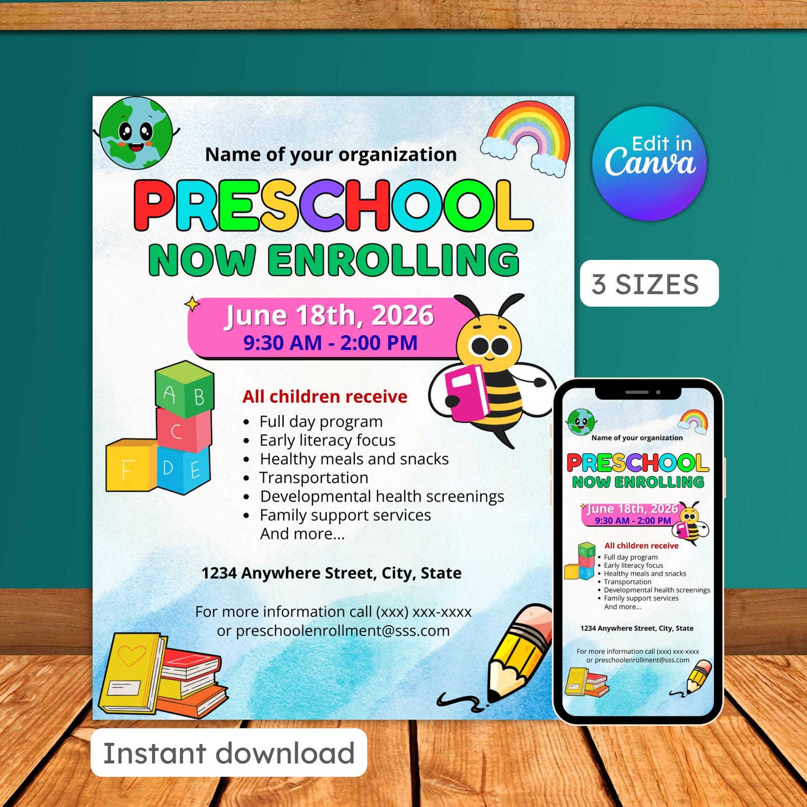 Preschool Now Enrolling Flyer, Open Registration, Daycare Template ...