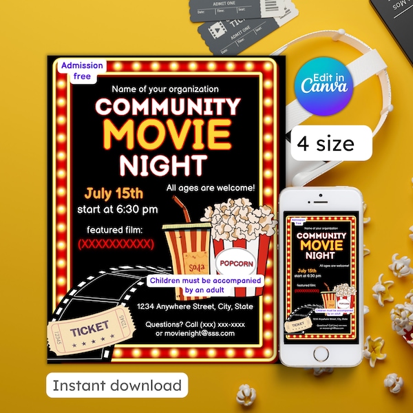 Outdoor Movie Invite - Etsy