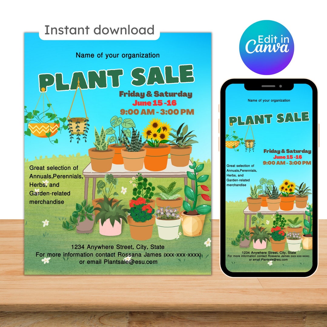 Plant Sale Flyer Design for Sale Perennial Plants for Sale Etsy