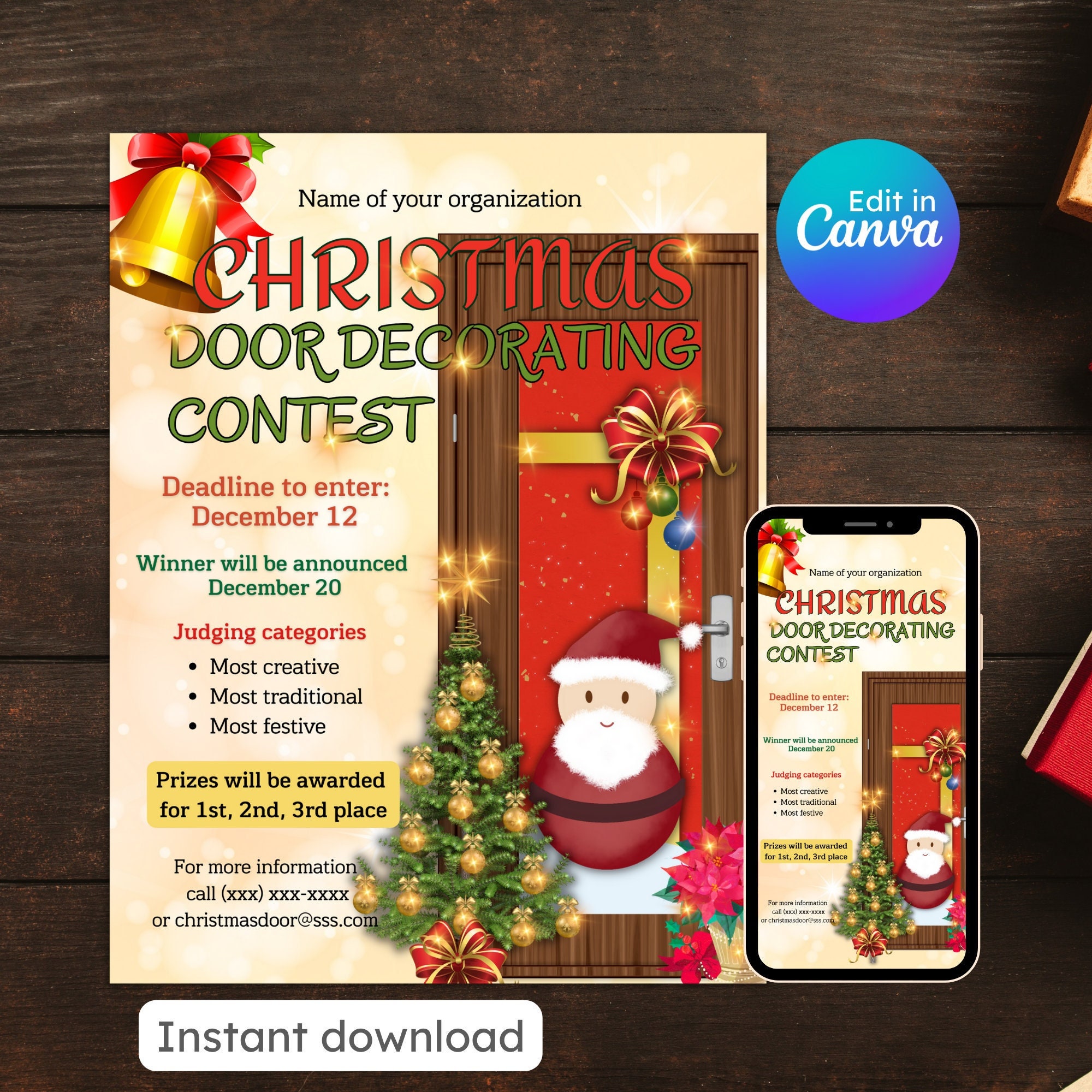 Christmas Door Decorating Contest Flyer Photos With Santa City Town Christmas Door Decorating Contest Flyer Photos With Santa City Town