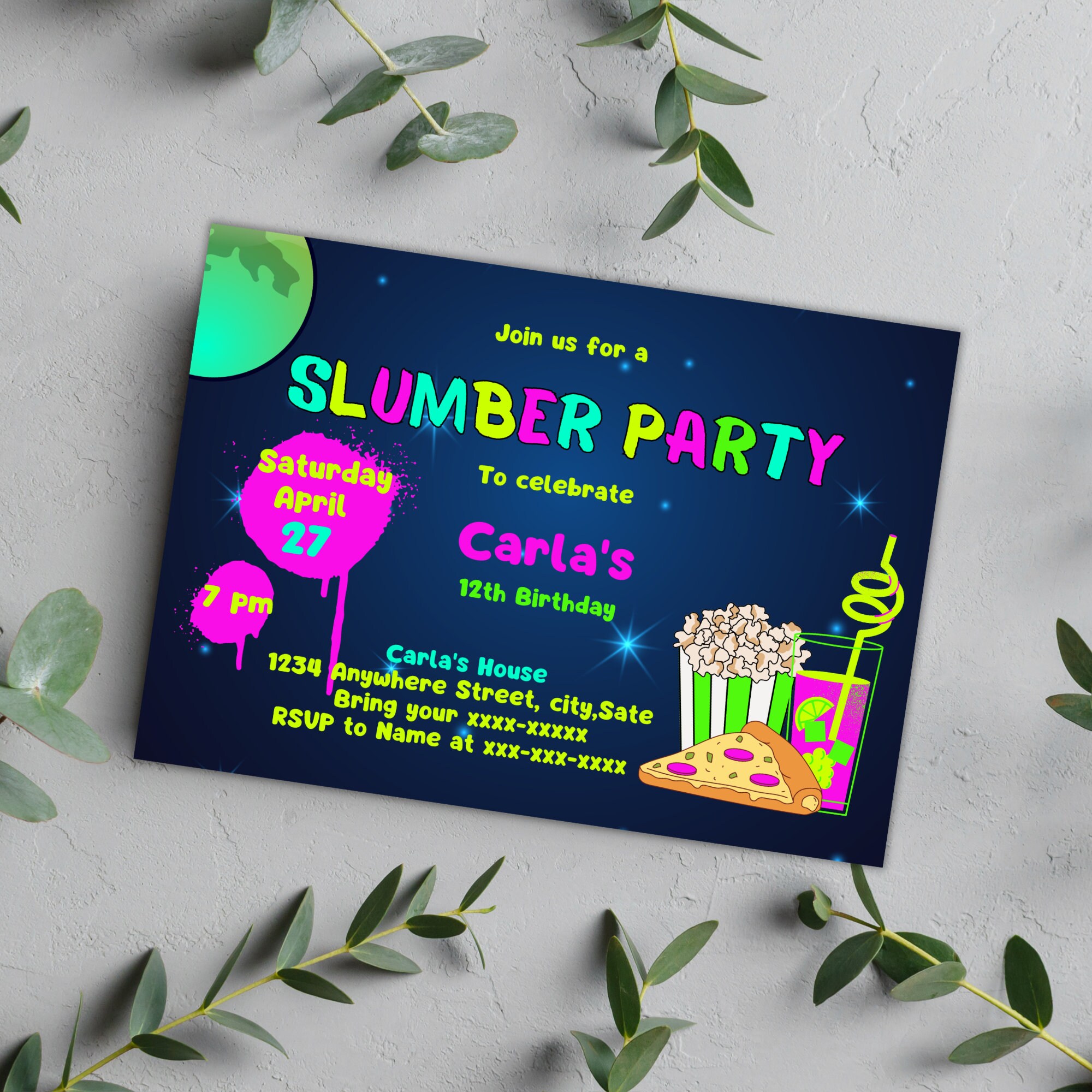 Slumber Party Invitation, Slumber Party Invite, Sleepover Party Invite, Slumber  Party Pajamas, Editable, Printable, Instant Download - Etsy, image size:2000x2000