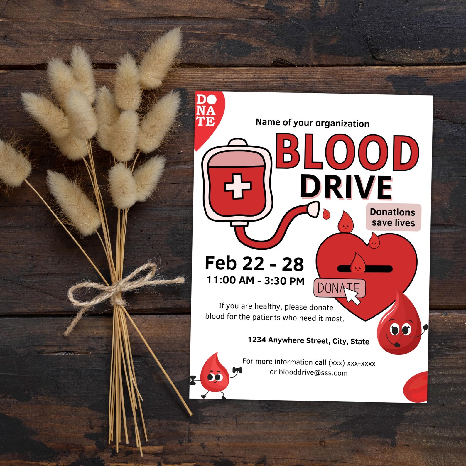 Blood Drive Flyer, Save Lives, Community Health, Hospital Event ...