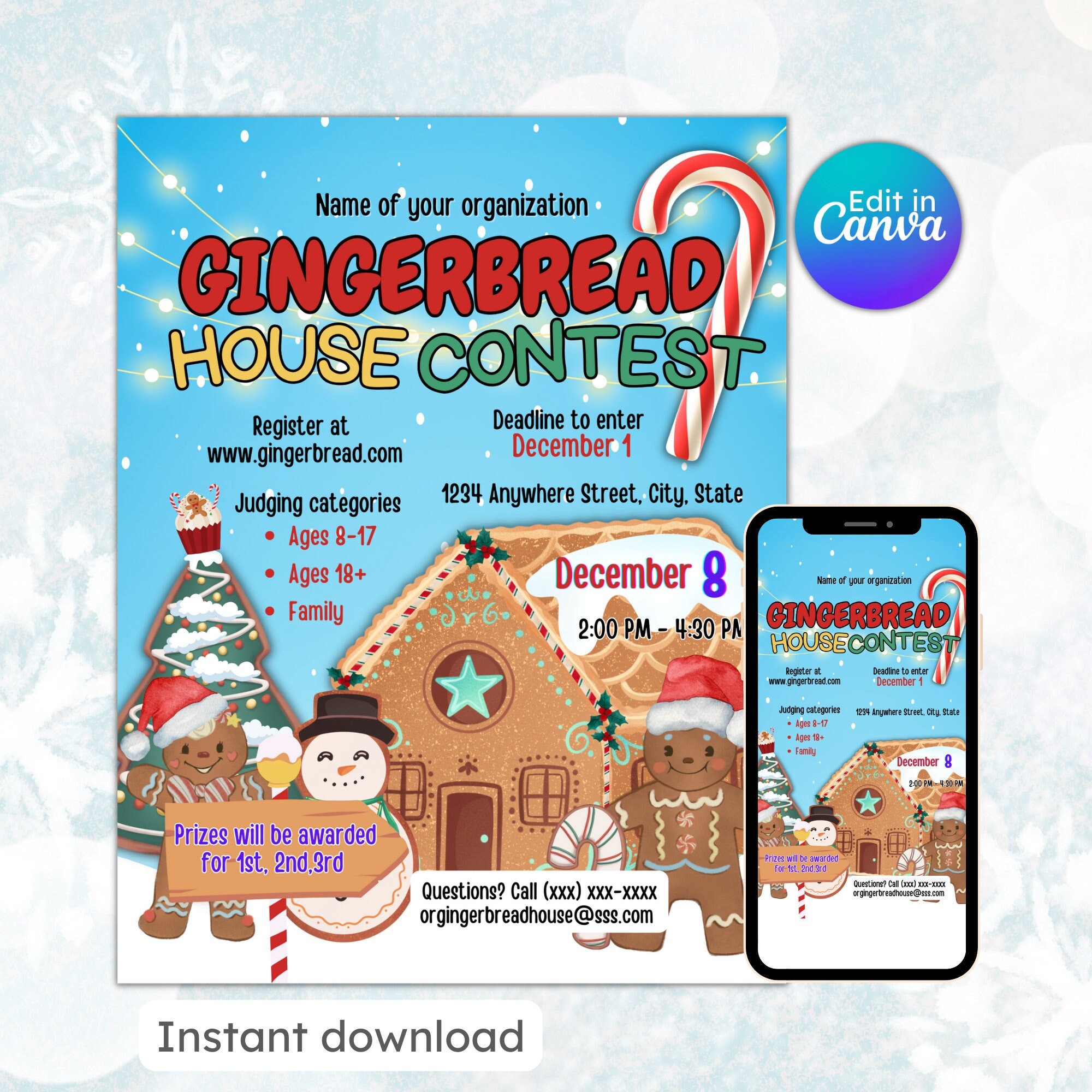 gingerbread house contest flyer cooking decorating christmas